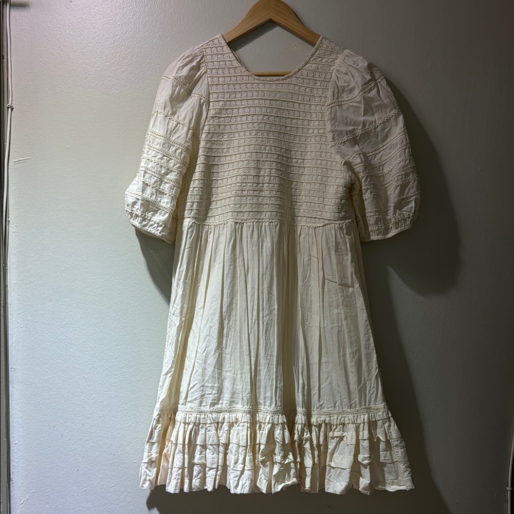 Anthropologie Cream Puff Sleeve Mini Dress - Picture 3 of 3